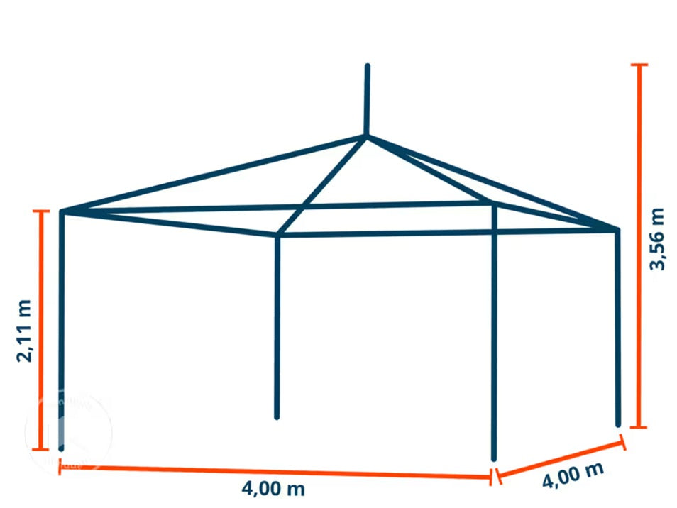 Carpa tipo pagoda, 4x4m, PE 450