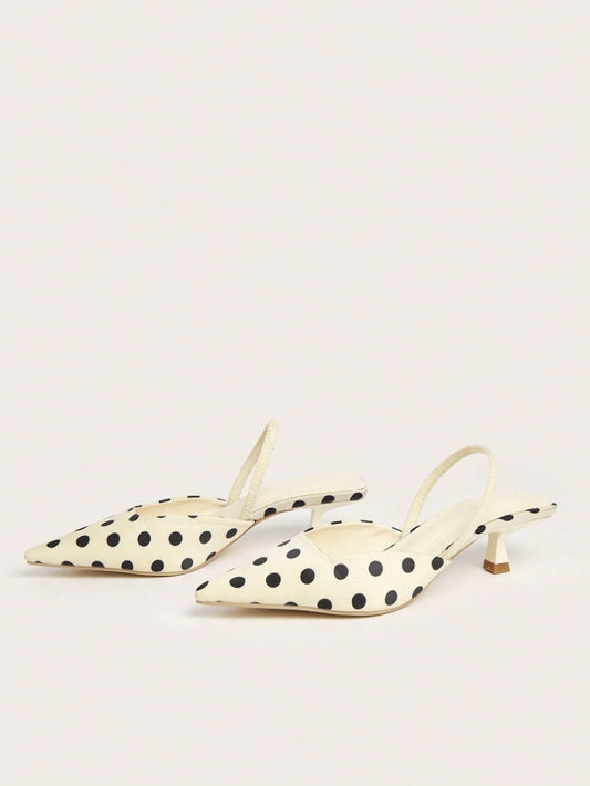 Polka dot box-type instep mules