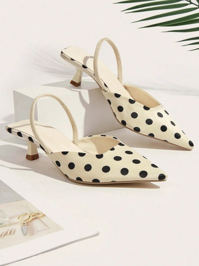 Polka dot box-type instep mules