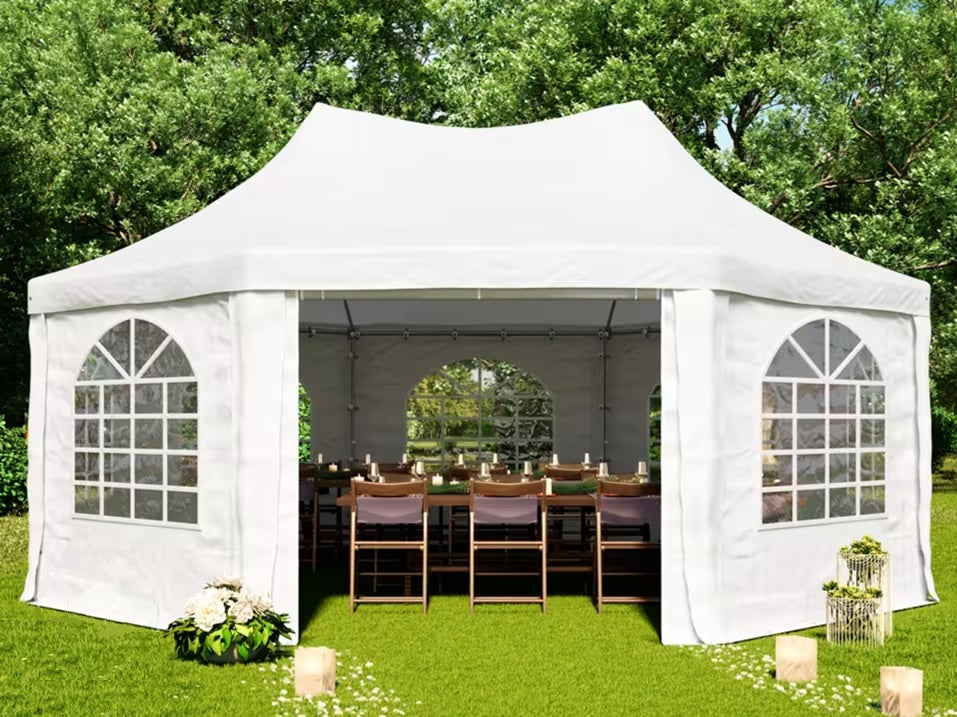 Carpa tipo pagoda, 6x6m, 450 PE, blanco
