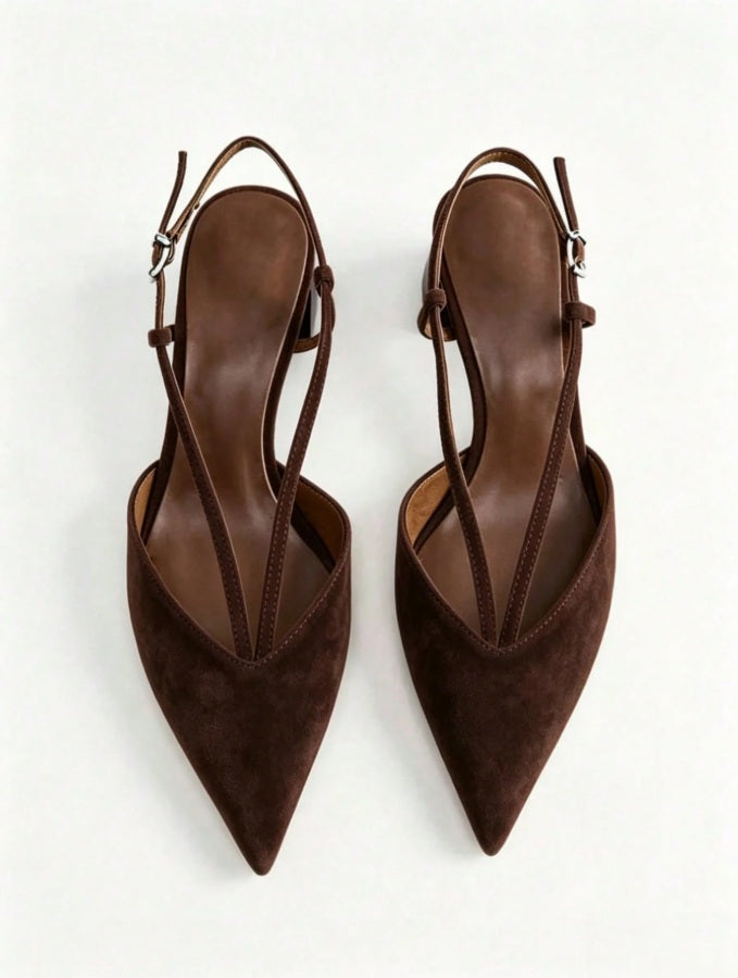 Brownie suede block sculptural heels
