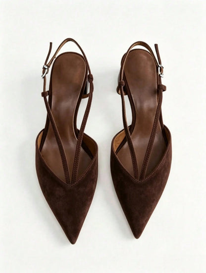 Brownie suede block sculptural heels