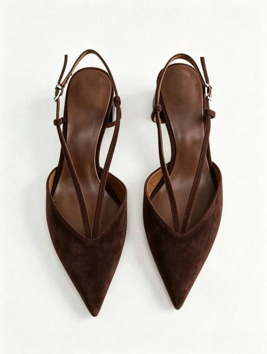 Brownie suede block sculptural heels