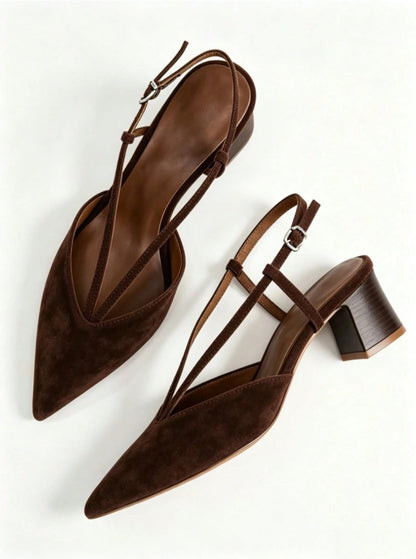 Brownie suede block sculptural heels