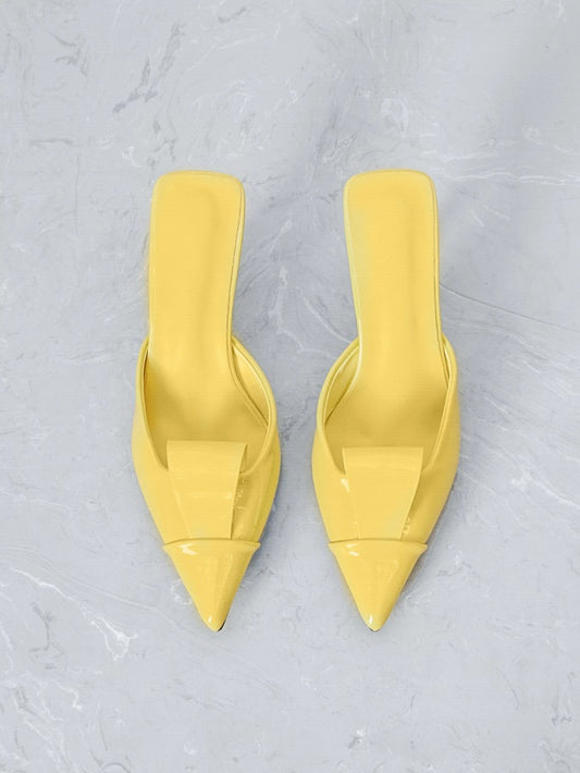 Lemon no-straps sculptural mules