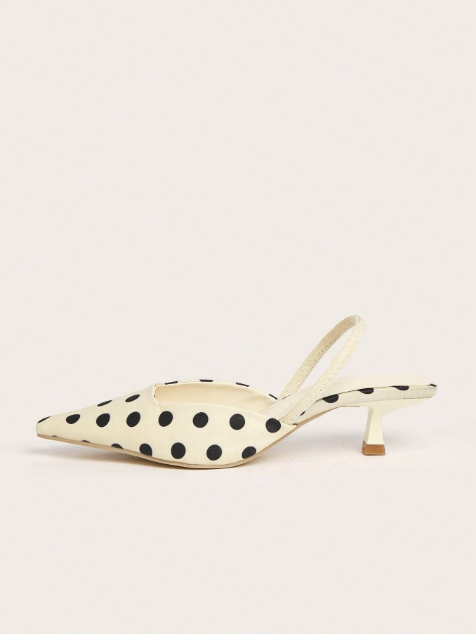 Polka dot box-type instep mules