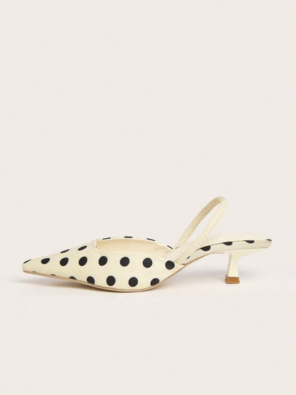 Polka dot box-type instep mules