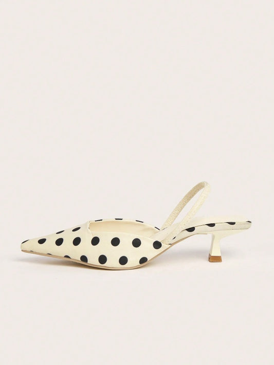Polka dot box-type instep mules