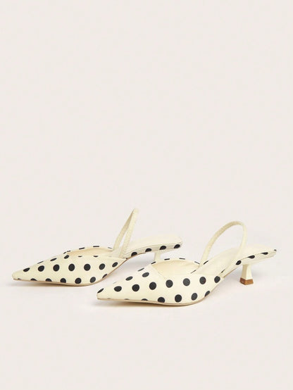 Polka dot box-type instep mules