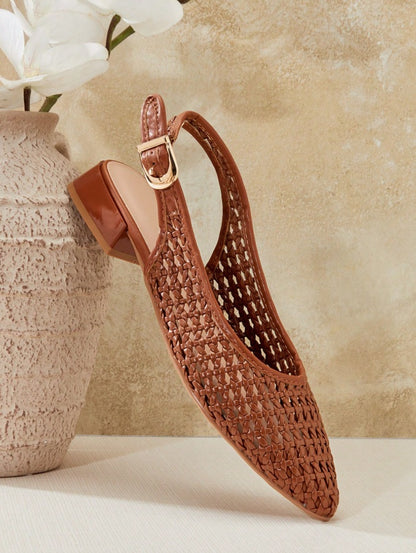 Toffee Fishnet fabric ballet flats