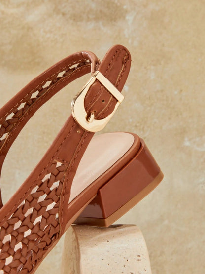 Toffee Fishnet fabric ballet flats
