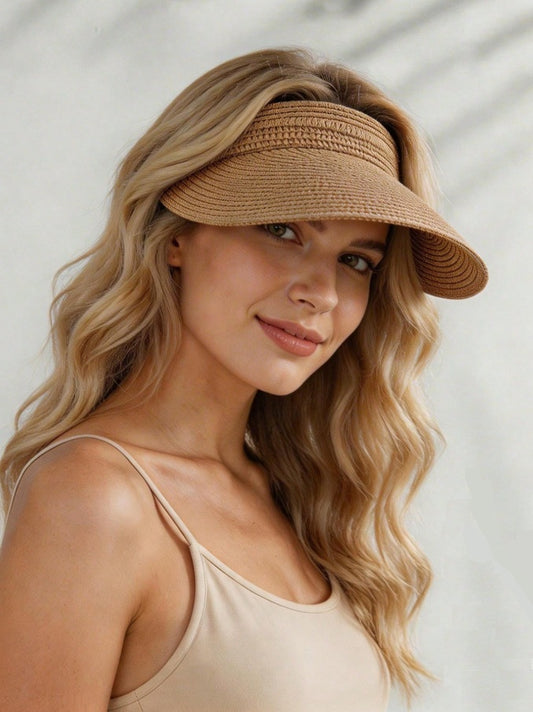 Adjustable raffia beach visor
