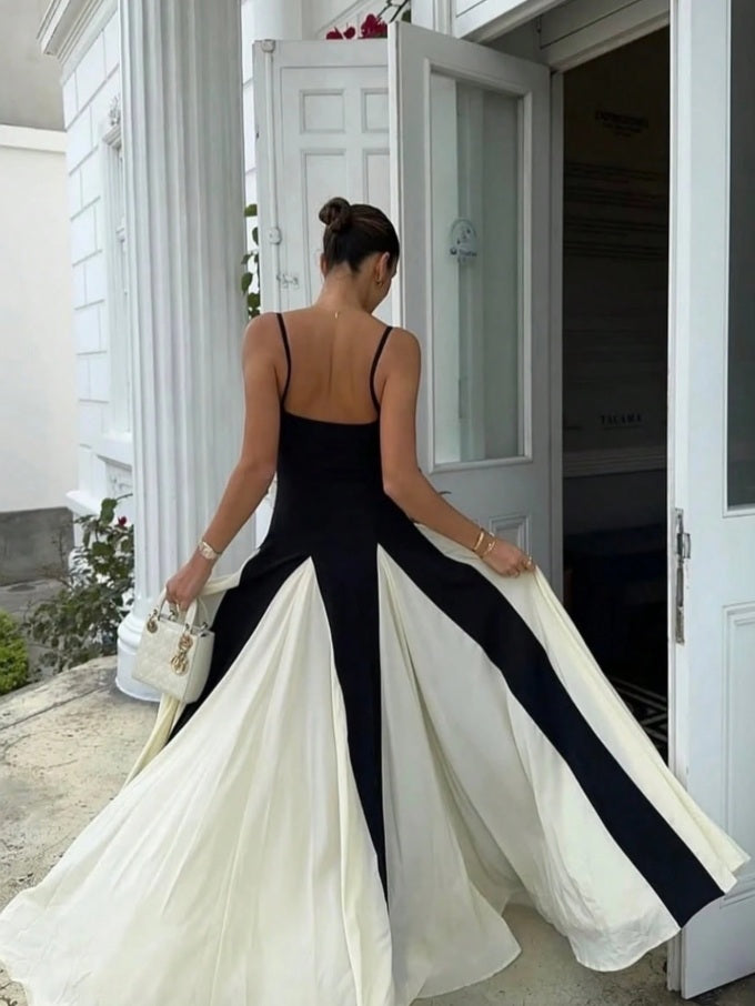 Louise x Lugano two-tone Empire cut Long Dress