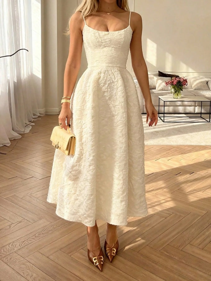 Long textured white ball gown Flavia dress