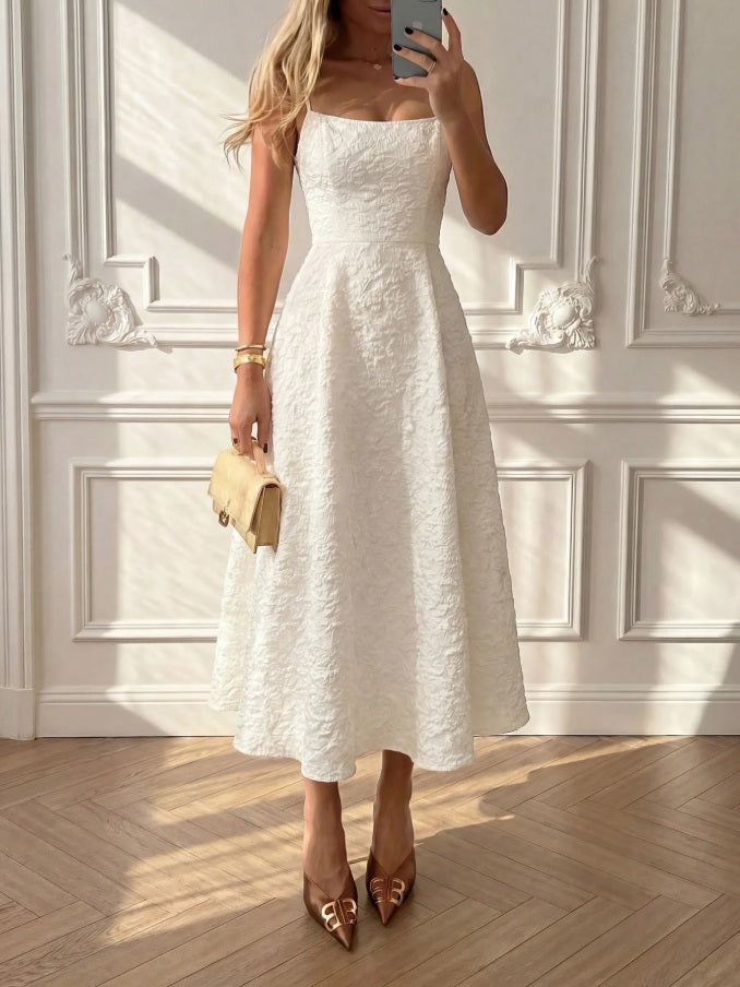 Long textured white ball gown Flavia dress