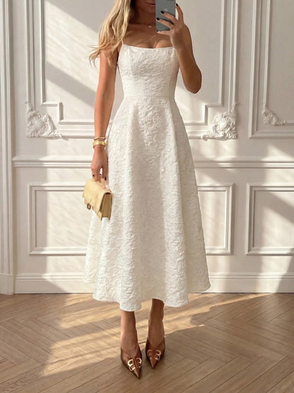 Long textured white ball gown Flavia dress