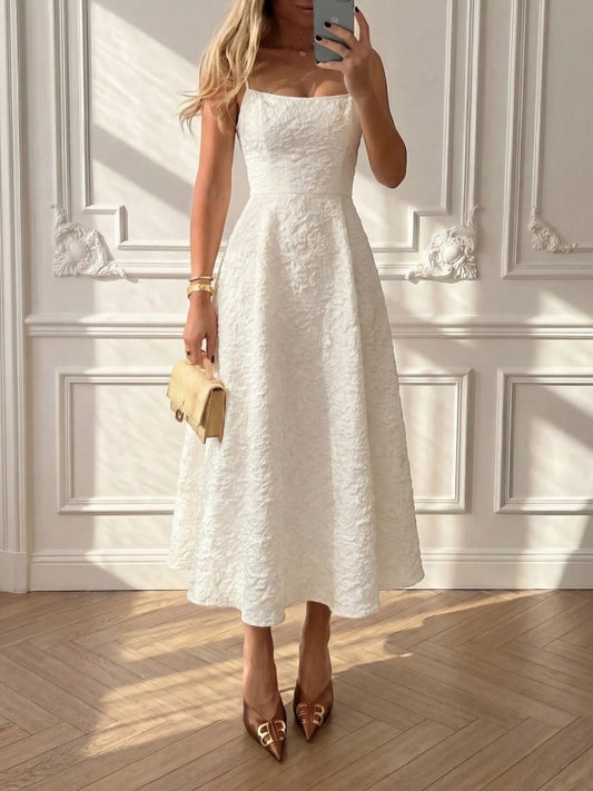 Long textured white ball gown Flavia dress