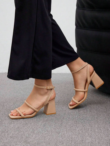 Block heels open ankle sandals
