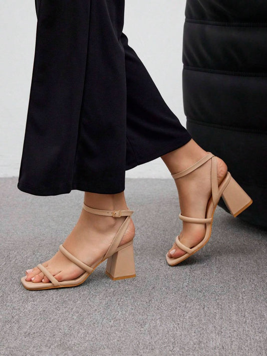 Block heels open ankle sandals