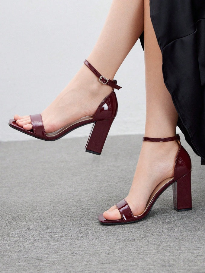 Block heel ankle strap sandals