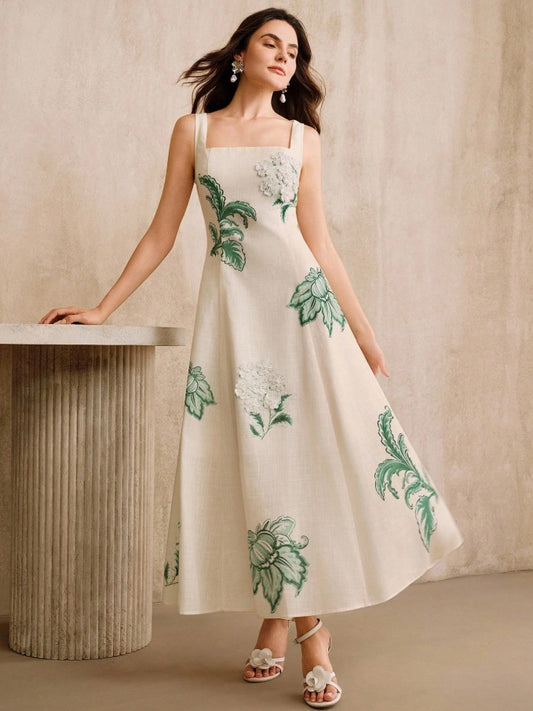 White Garden embroidery bell dress