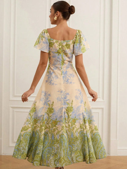 Garden of Eden dress with ruffled sleeves