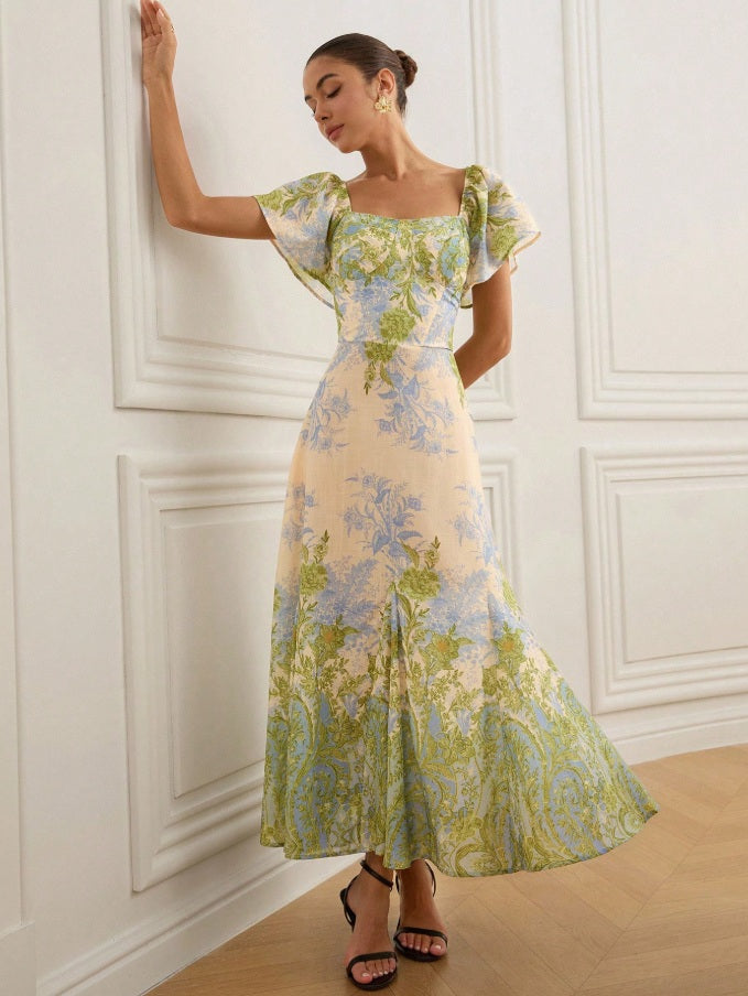 Garden of Eden dress with ruffled sleeves
